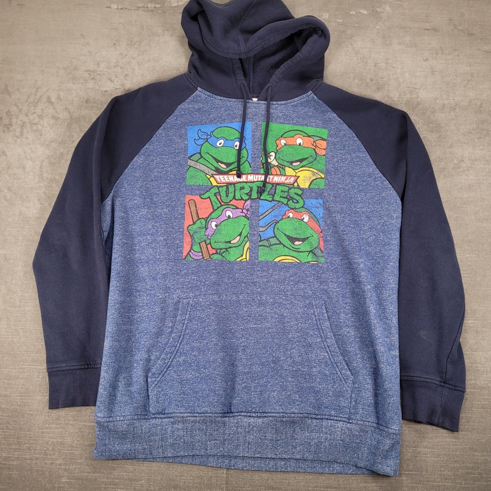 Teenage Mutant Ninja Turtles Hoodie‎ Pullover Graphic Print Blue Size XL